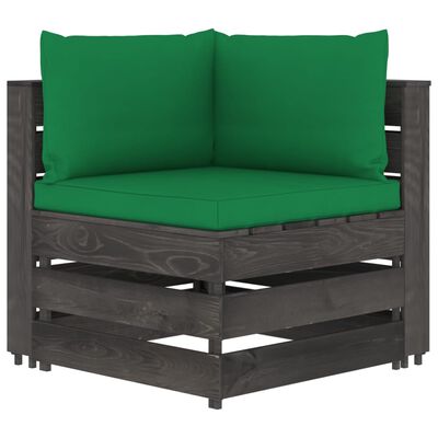 vidaXL 3-tlg. Garten-Lounge-Set mit Kissen Grau Imprägniertes Holz