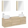 vidaXL Badezimmerm&ouml;bel-Set 5 pcs Sonoma-Eiche Ingenieurholz und Glas