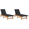 vidaXL Sonnenliegen mit Auflagen 2 Stk. Poly Rattan Massivholz Akazie