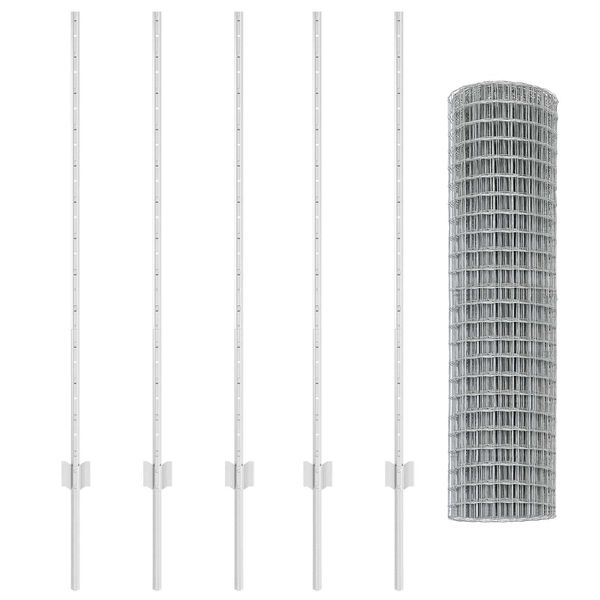 vidaXL Zaun mit Pfosten Silber 1,2 x 10 m Stahl