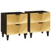 vidaXL Nachttisch 2 pcs Schwarz und Gold 40 x 33 x 46 cm Holzwerkstoff