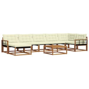 vidaXL Outdoor-Sofagarnitur 22 pcs Natur und Creme Massivholz Akazie