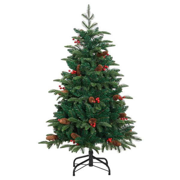 vidaXL Künstlicher Weihnachtsbaum Klappbar mit Zapfen Beeren 120 cm