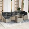 vidaXL Garten-Sofa-Set mit Kissen 8 pcs Hellgrau Poly Rattan