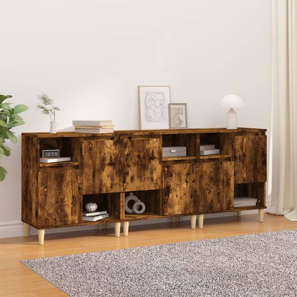 vidaXL Sideboards 3 Stk. R&auml;uchereiche 60x35x70 cm Holzwerkstoff