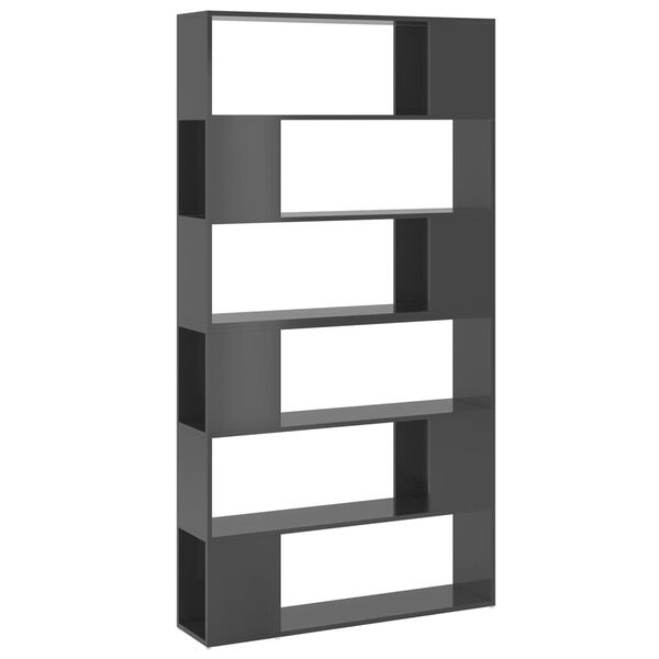 vidaXL B&uuml;cherregal Raumteiler Hochglanz-Grau 100x24x188 cm