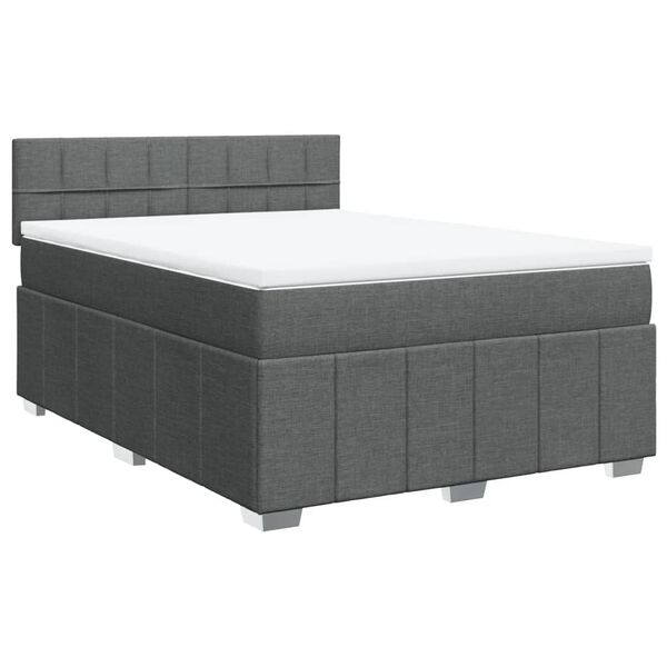 vidaXL Boxspringbett mit Matratze Dunkelgrau 160x200 cm Stoff