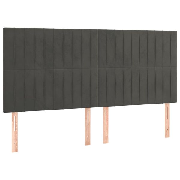 vidaXL Kopfteil Dunkelgrau 200 x 5 x 118/128 cm Samt