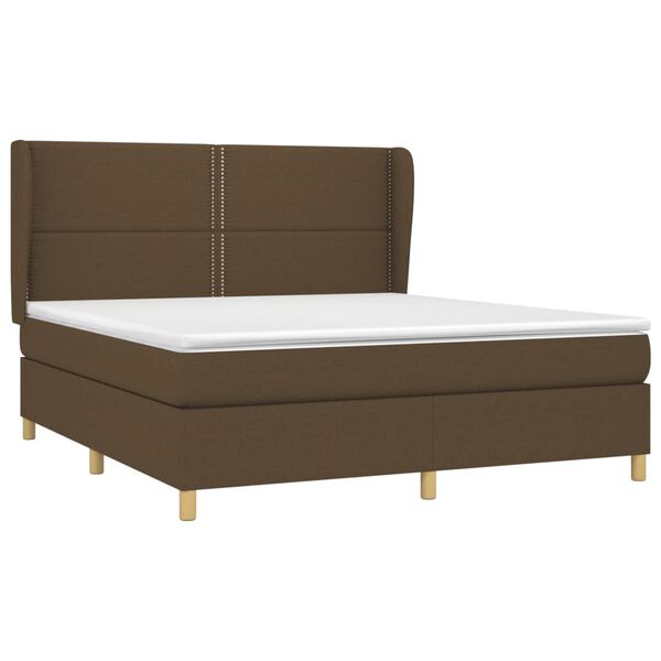 vidaXL Boxspringbett mit Matratze Dunkelbraun 160x200 cm Stoff