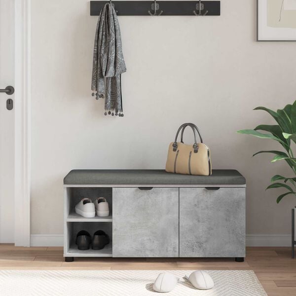 vidaXL Flurbank mit Kissen Uni Beton Grau 100 x 38 x 46 cm