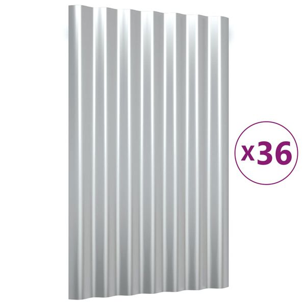 vidaXL Dachpaneele 36 Stk. Verzinkter Stahl Silber 60x36 cm