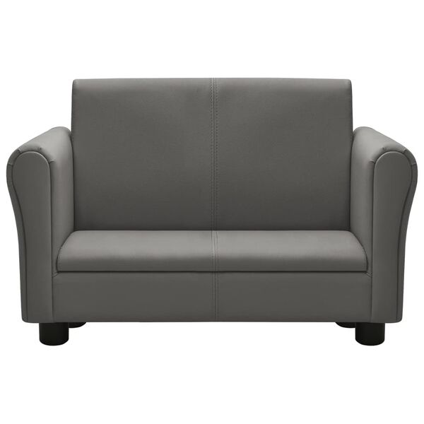 vidaXL Kindersofa mit Hocker Grau Kunstleder
