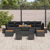 vidaXL Gartensofa-set mit Kissen 10 pcs Schwarz Poly Rattan