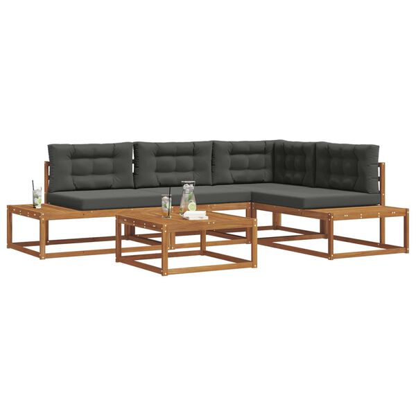 vidaXL Outdoor-Sofagarnitur 5 St&uuml;ck Natur und Anthrazit