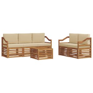 vidaXL Sofagarnituren 6 pcs Natur und Beige Massivholz Akazie