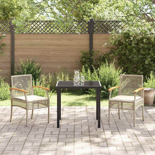 vidaXL Garten Essgruppe 3 pcs Beige Poly-Rattan