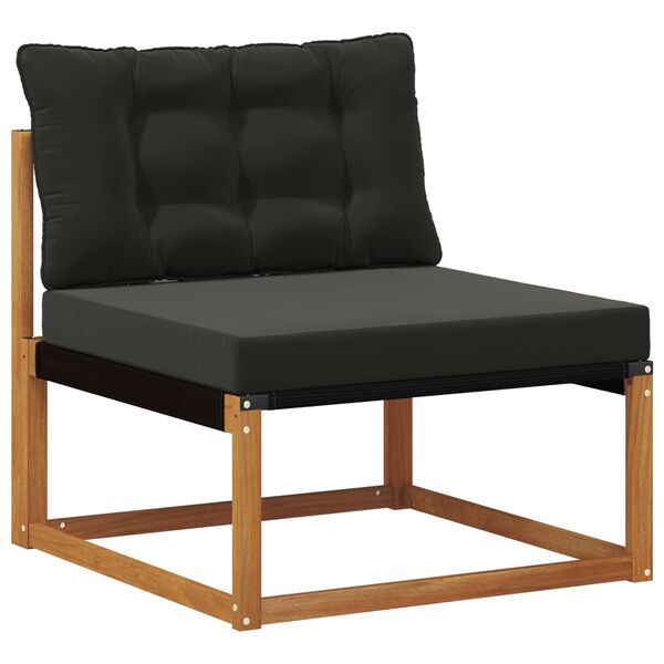 vidaXL Outdoor-Sofagarnitur mit Kissen 6 pcs Nat&uuml;rlich und Schwarz