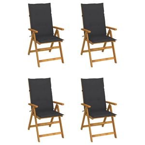 vidaXL Klappst&uuml;hle Verstellbar 4 Stk. mit Auflagen Massivholz Akazie