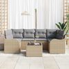 vidaXL Garten-Sofa-Set mit Kissen mit Speicher 7 pcs Beige und Grau