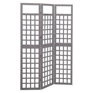 vidaXL Spalier/Paravent 3-teilig Massivholz Tanne Grau 121x180 cm