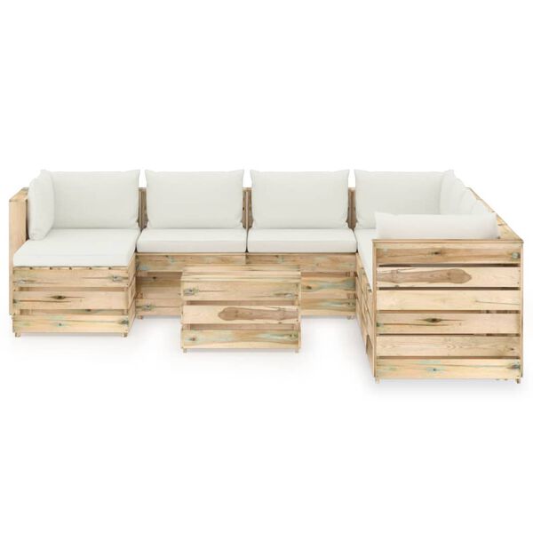 vidaXL 9-tlg. Garten-Lounge-Set mit Kissen Gr&uuml;n Impr&auml;gniertes Holz