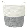 vidaXL Aufbewahrungskorb Grau und Wei&szlig; &Oslash;43x38 cm Baumwolle