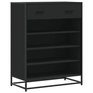 vidaXL Schuhschrank Schwarz 75x38x97,5 cm Holzwerkstoff Metall
