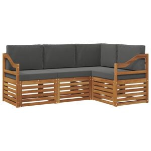 vidaXL Outdoor-Sofagarnitur 4 stk. Natur und Anthrazit Polyester