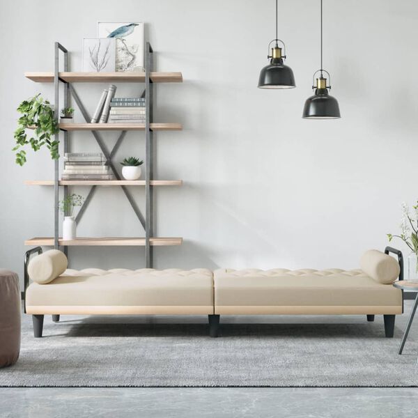 vidaXL Schlafsofa mit Armlehnen Creme Stoff