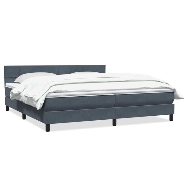 vidaXL Boxspringbett mit Matratze Dunkelgrau 180x220 cm Samt