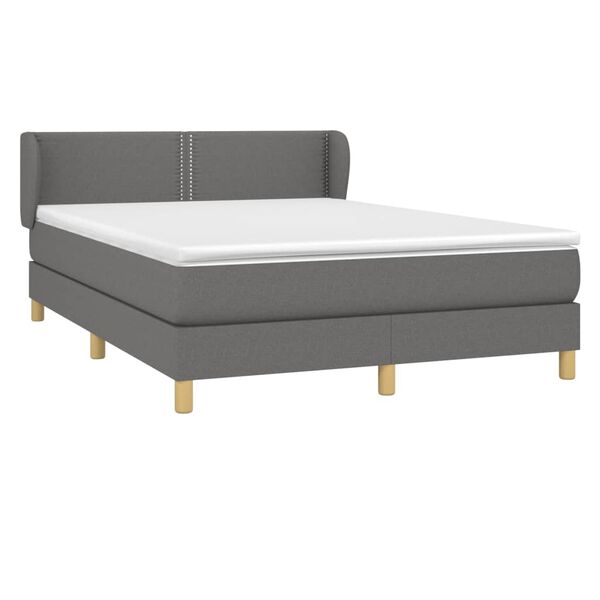 vidaXL Boxspringbett mit Matratze Dunkelgrau 140x200 cm Stoff