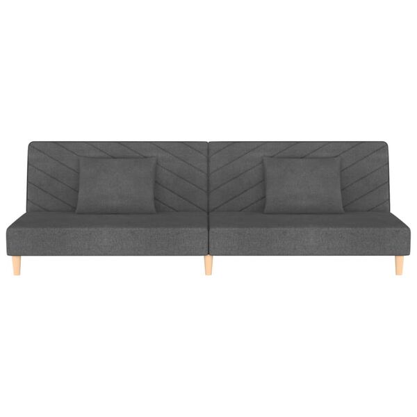 vidaXL Schlafsofa 2-Sitzer mit 2 Kissen Dunkelgrau Stoff