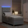 vidaXL LED Boxspringbett mit Matratze Hellgrau 80 x 200 cm Stoff