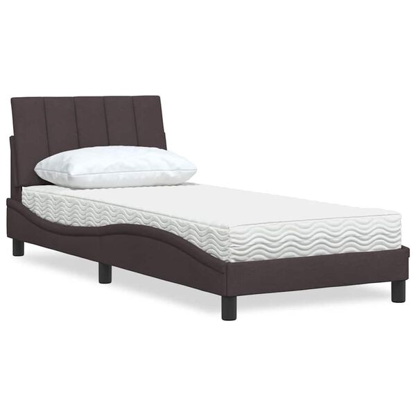 vidaXL Bett mit Matratze "Hanko" Dunkelbraun 90x200 cm Stoff