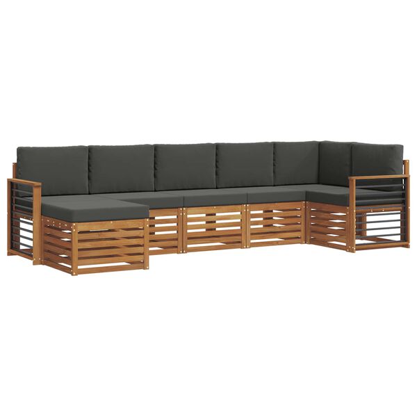 vidaXL Ecksofa Set 7 pcs Natur und Anthrazit Massivholz Akazie