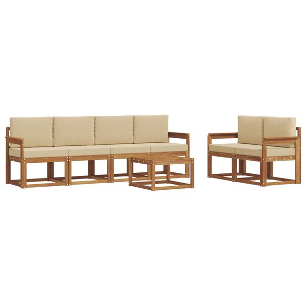 vidaXL Outdoor-Sofagarnitur 7 pcs Natur und Beige Massivholz Akazie