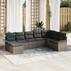 vidaXL Gartensofa-set mit Kissen mit Speicher 8 pcs Grau Poly Rattan