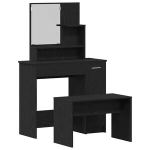 vidaXL Schminktisch-Set 2 stk. Schwarz Eichen-Optik 86.5 x 35 x 136 cm