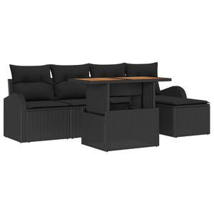 vidaXL Garten-Sofa-Set mit Speicher 6 pcs Schwarz Poly Rattan