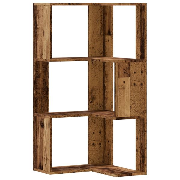 vidaXL Eck-B&uuml;cherregal 3 B&ouml;den Altholz-Optik 50x50x102cm Holzwerkstoff