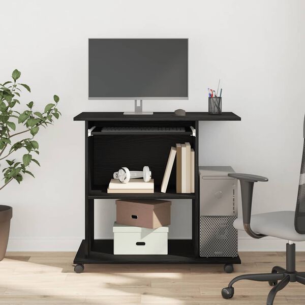 vidaXL Computertisch Eiche schwarz 80x50x75 cm Holzwerkstoff