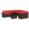 vidaXL 10-teiliges Gartensofa-Set mit Kissen, braun, Polyrattan