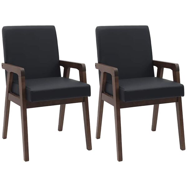 vidaXL Esszimmerst&uuml;hle mit Kissen 2 Stk. Braun Massivholz Gummibaum