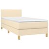 vidaXL Boxspringbett mit Matratze & LED Creme 90x190 cm Stoff