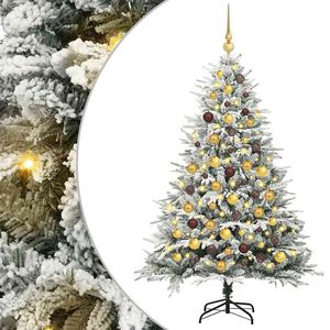 vidaXL K&uuml;nstlicher vorbeleuchteter Weihnachtsbaum mit Kugelset Gr&uuml;n