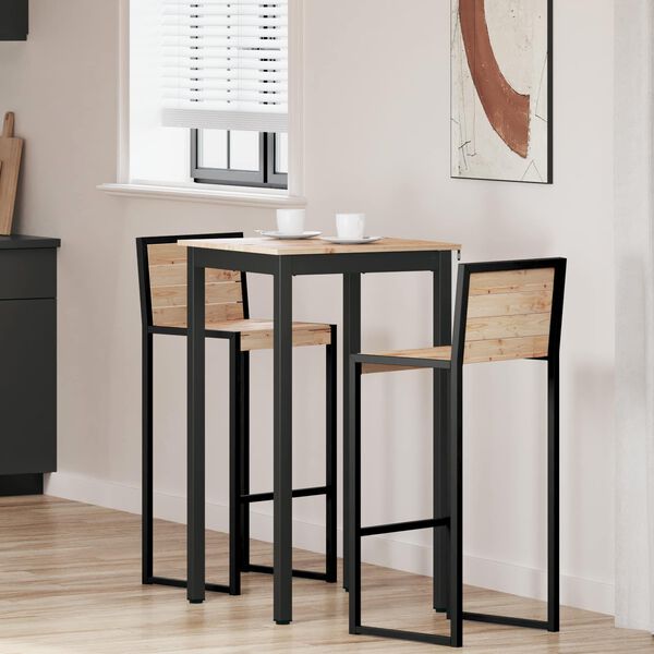 vidaXL Bartisch Natur 60 x 60 x 105 cm Massives Kiefernholz