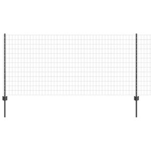 vidaXL Euro-Zaun mit Pfosten 10 x 1 m PVC-beschichteter Stahl Grau