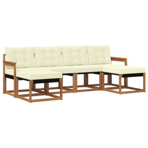 vidaXL Outdoor-Sofagarnitur mit Kissen 6 pcs Natur und Creme