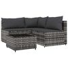 vidaXL 4-tlg. Garten-Lounge-Set mit Kissen Grau Poly Rattan
