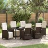 vidaXL Garten Essgruppe mit Kissen 7 pcs Braun Poly-Rattan